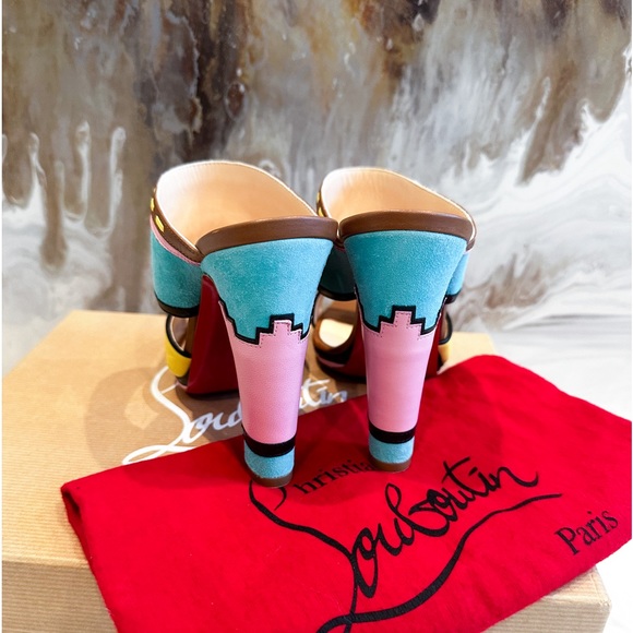 $1295 Christian Louboutin Azunika 120 Aztec Slide Sandals 38.5 - Picture 4 of 7